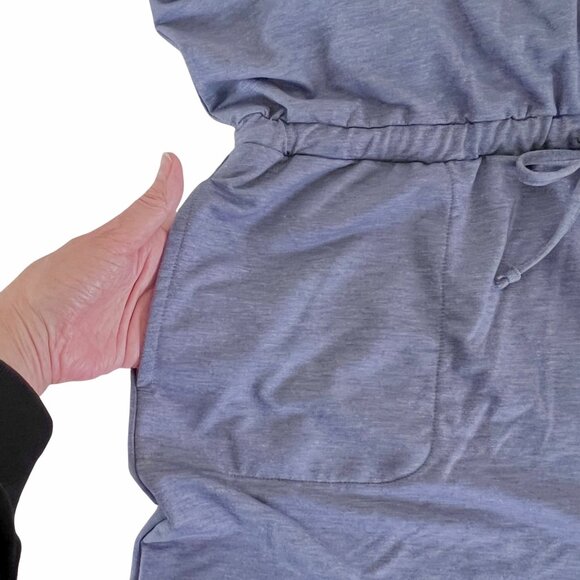 32 Degrees Cool Womens XL Heather Blue V-Neck Drawstring Waist Dress Pockets EUC - Picture 6 of 11